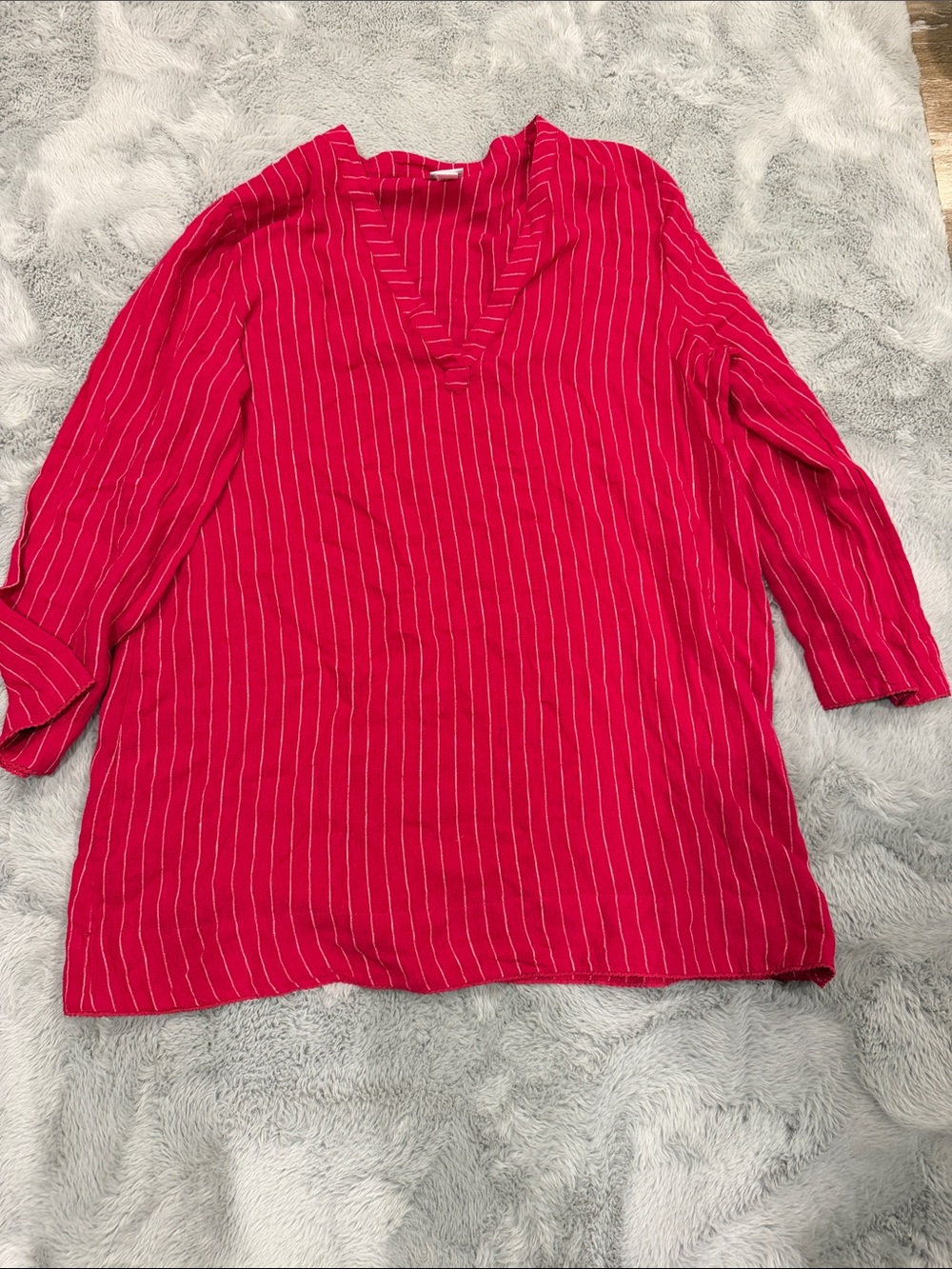 Andie Fuchsia Pink Striped V-Neck Tunic bathing suit coverup linen